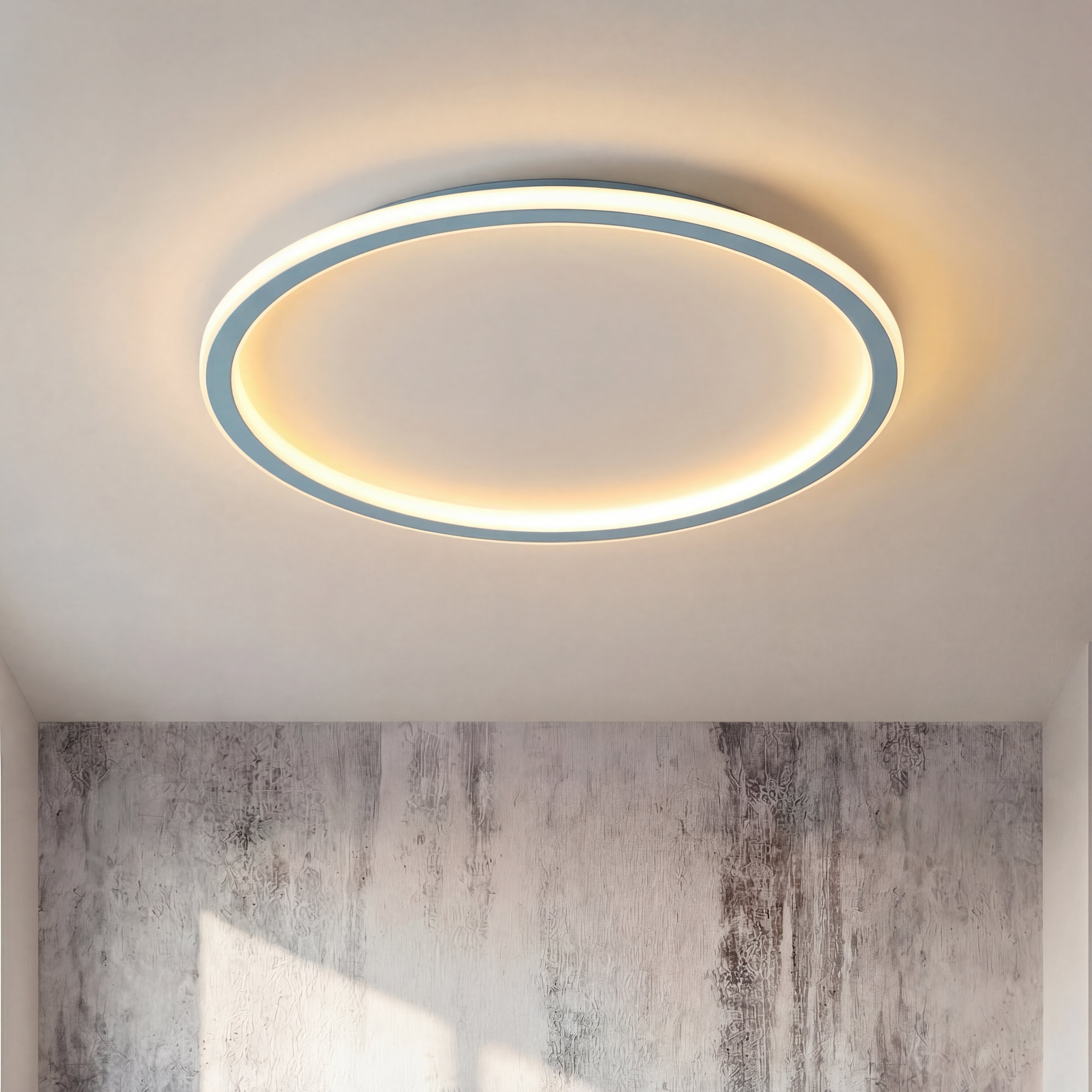 ScandiGlobe | Blue Round Scandinavian Ceiling Light With Remote Dimmer
