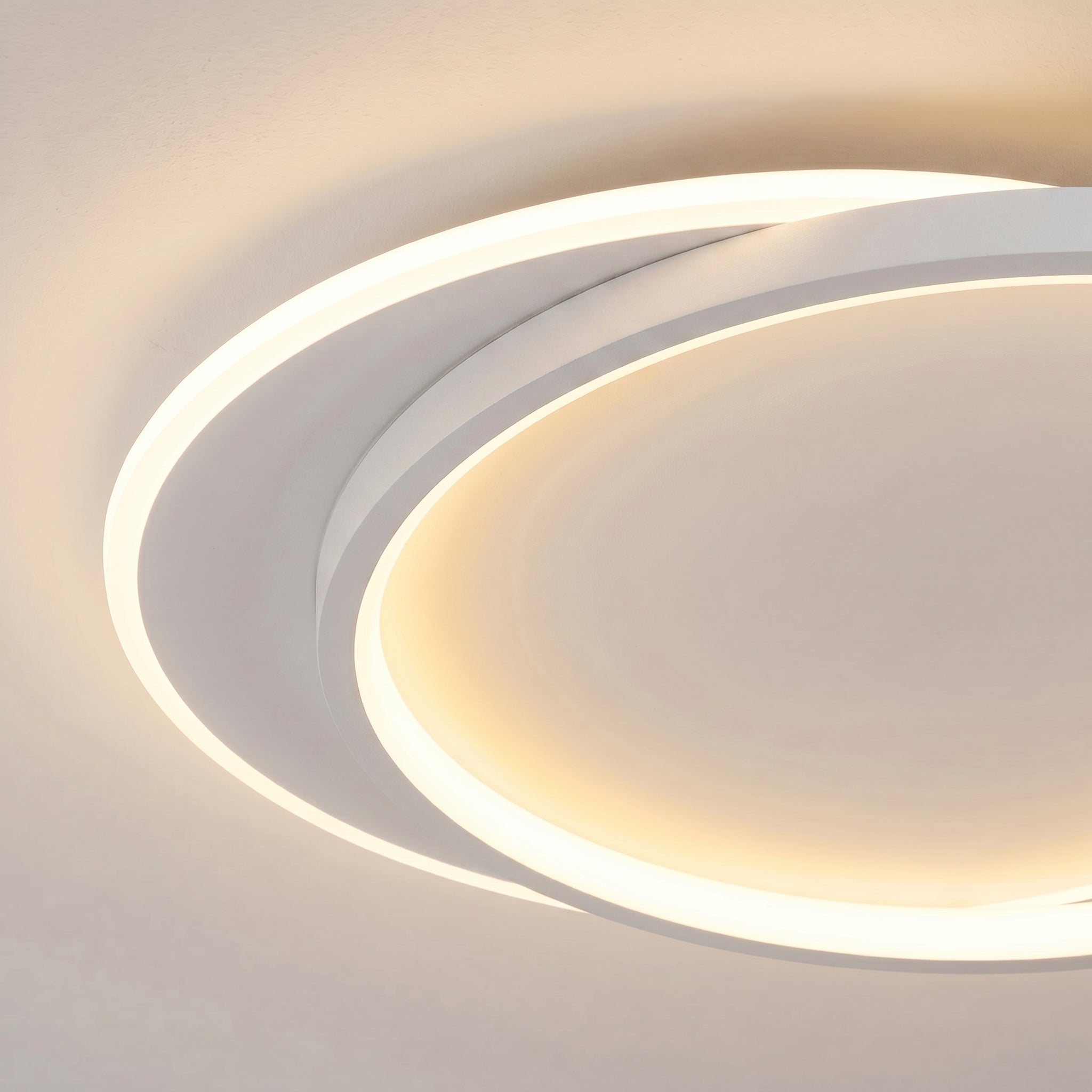 Double Ring White Ceiling Light With Remote Dimmer
