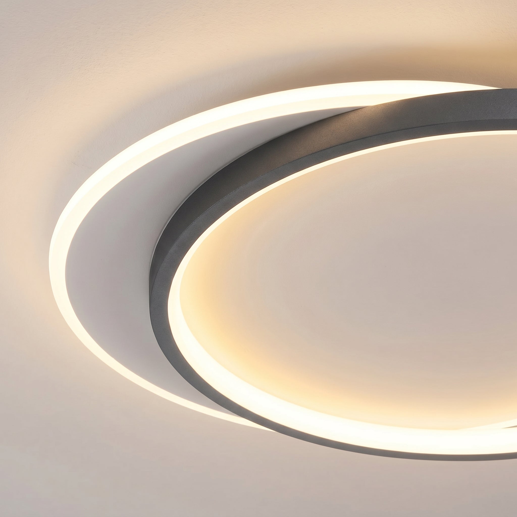 Double Ring Black Ceiling Light With Remote Dimmer