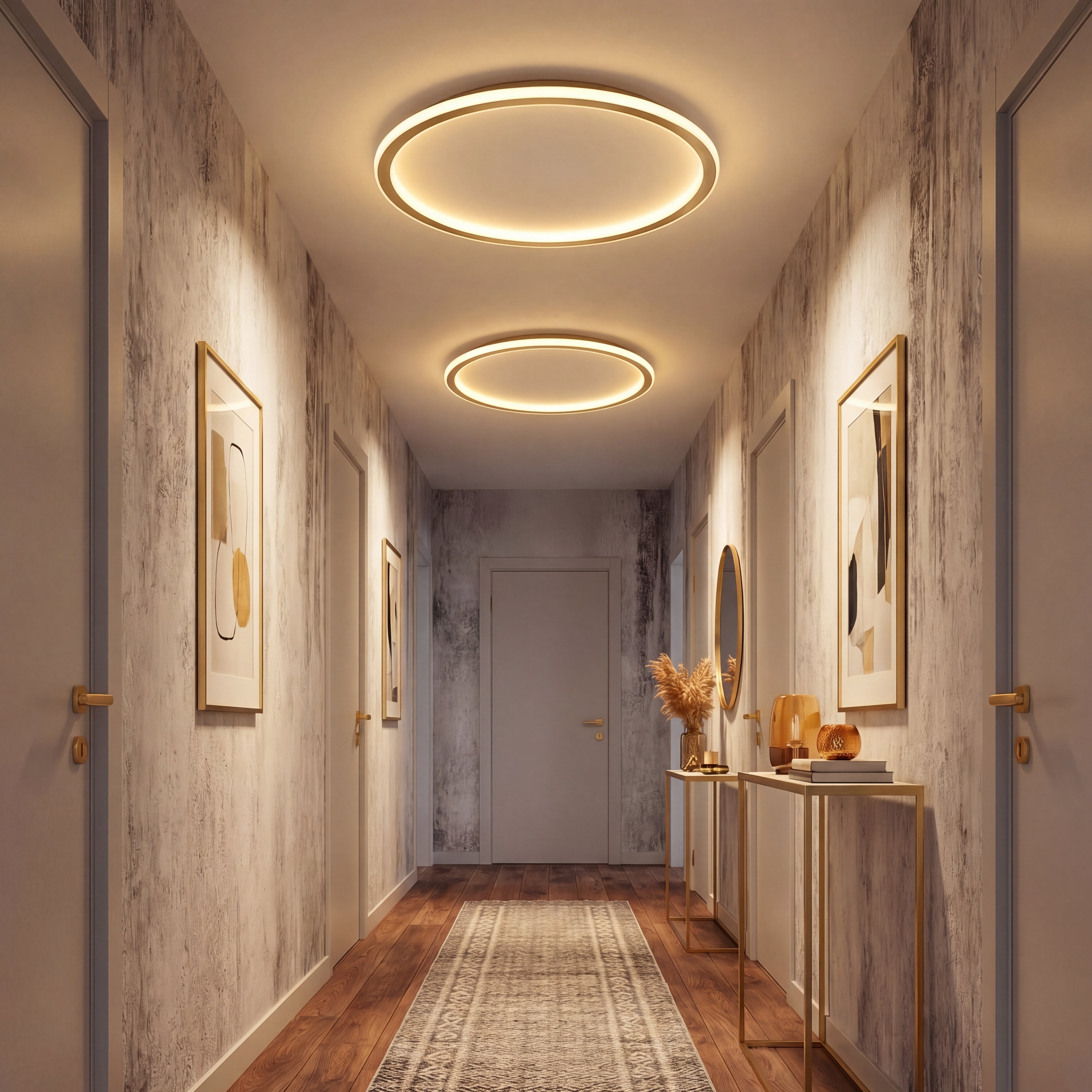 ScandiGlobe | Gold Round Scandinavian Ceiling Light With Remote Dimmer