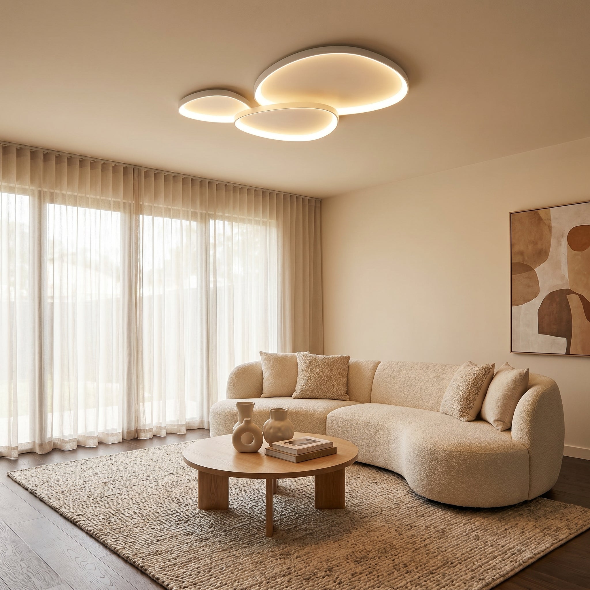 Armure White Ceiling Light With Remote Dimmer