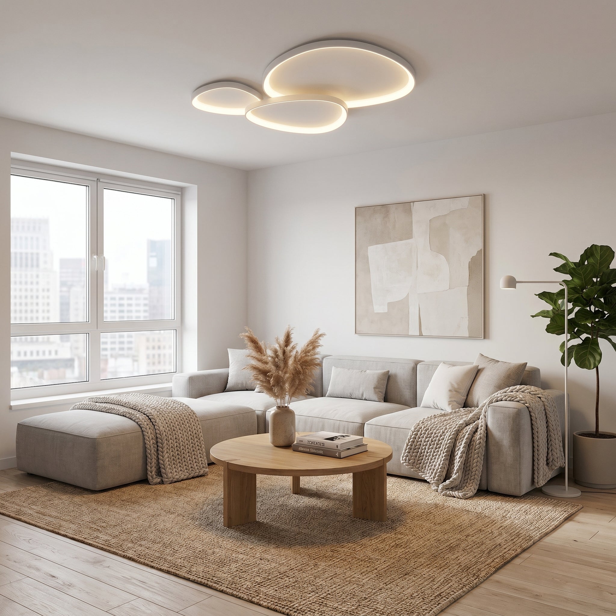 Armure White Ceiling Light With Remote Dimmer