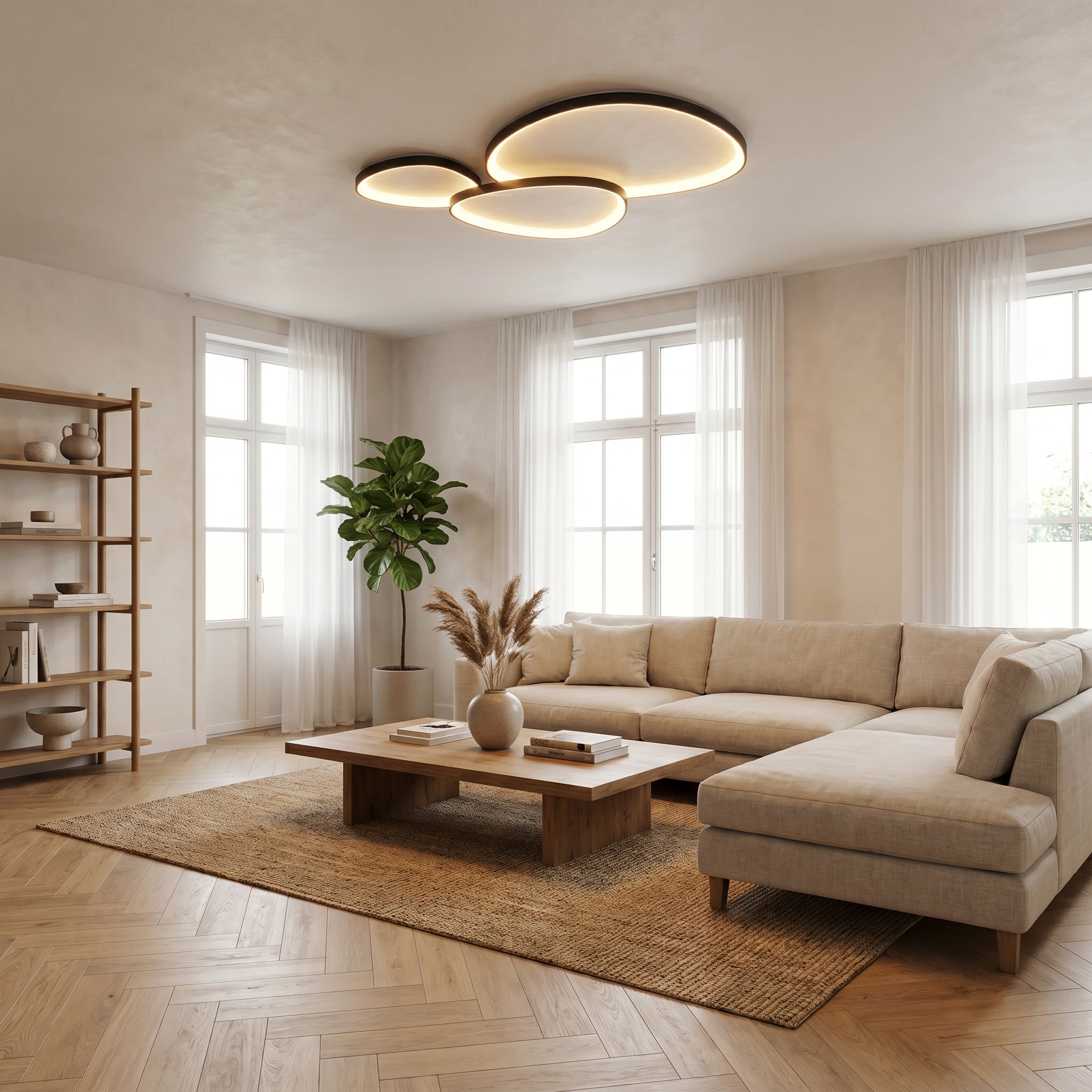 Armure Black Ceiling Light With Remote Dimmer