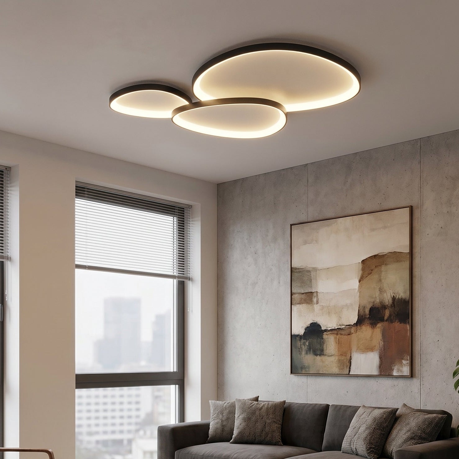 Armure Black Ceiling Light With Remote Dimmer