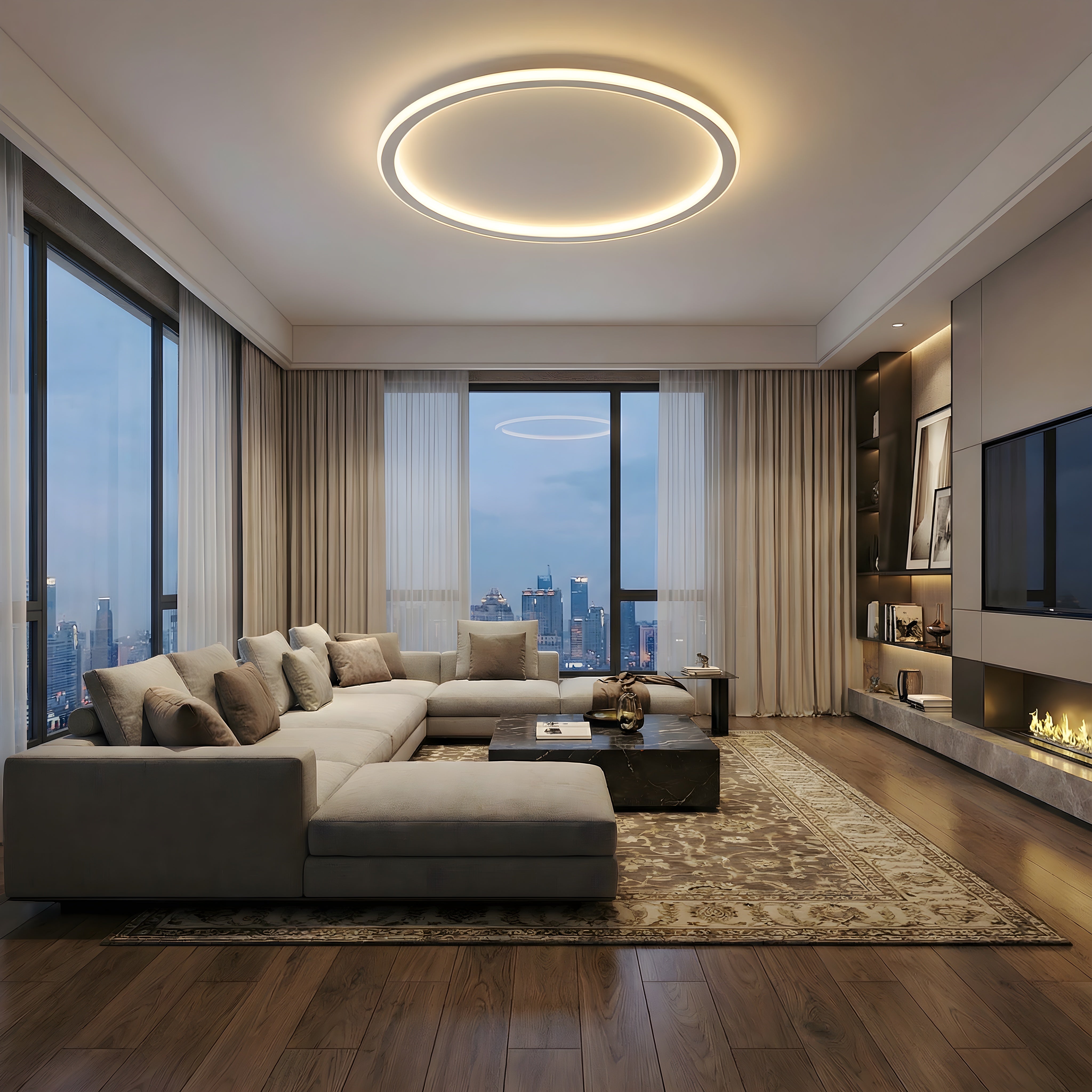 ScandiGlobe | White Round Scandinavian Ceiling Light With Remote Dimmer