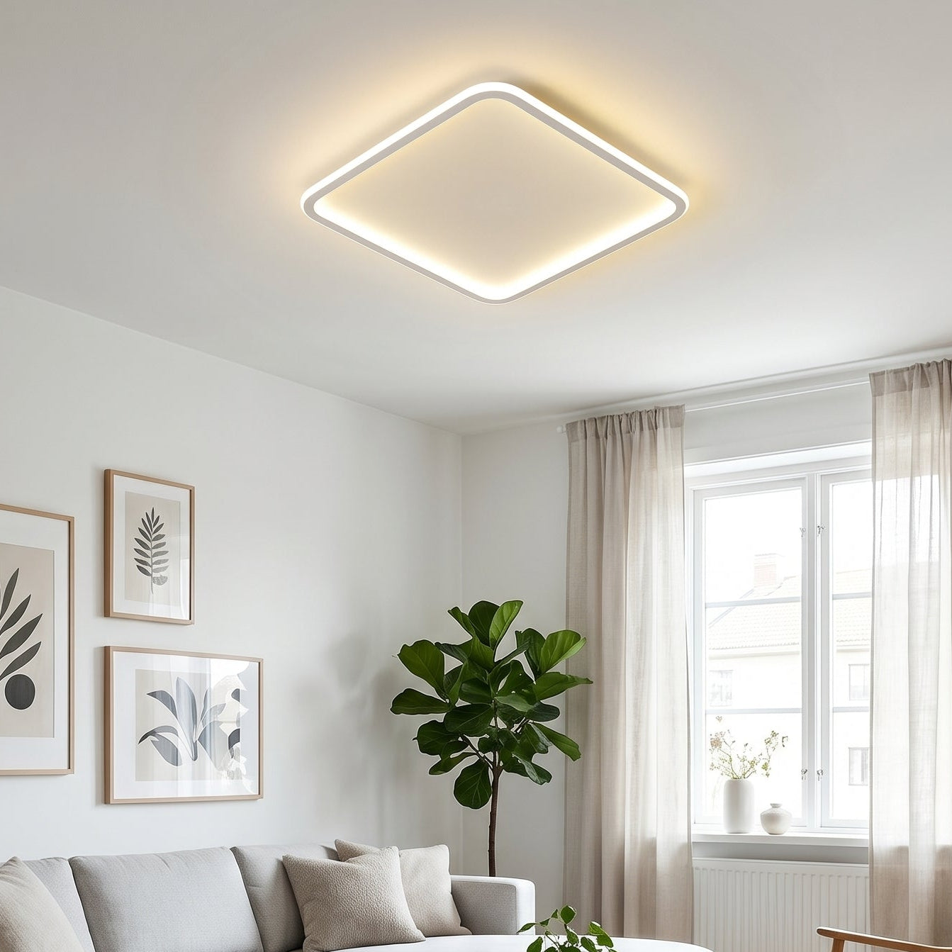 White Square Ceiling Light With Remote Dimmer