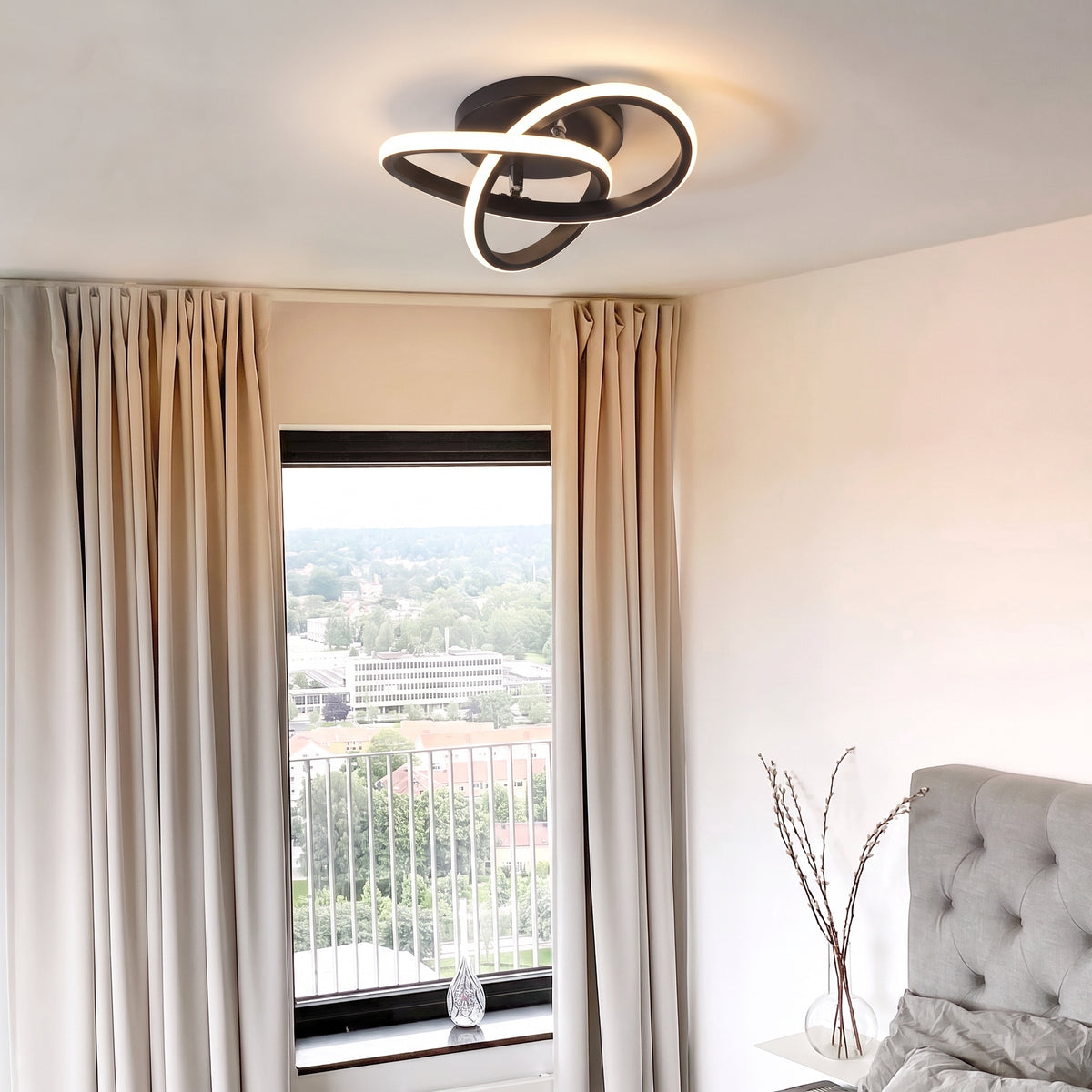 Harure Black Ceiling Light With Remote Dimmer