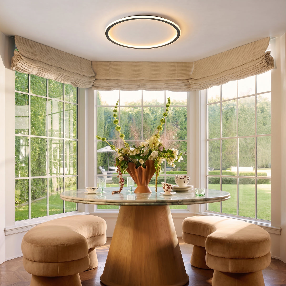 Black Round Ceiling Light With Remote Dimmer