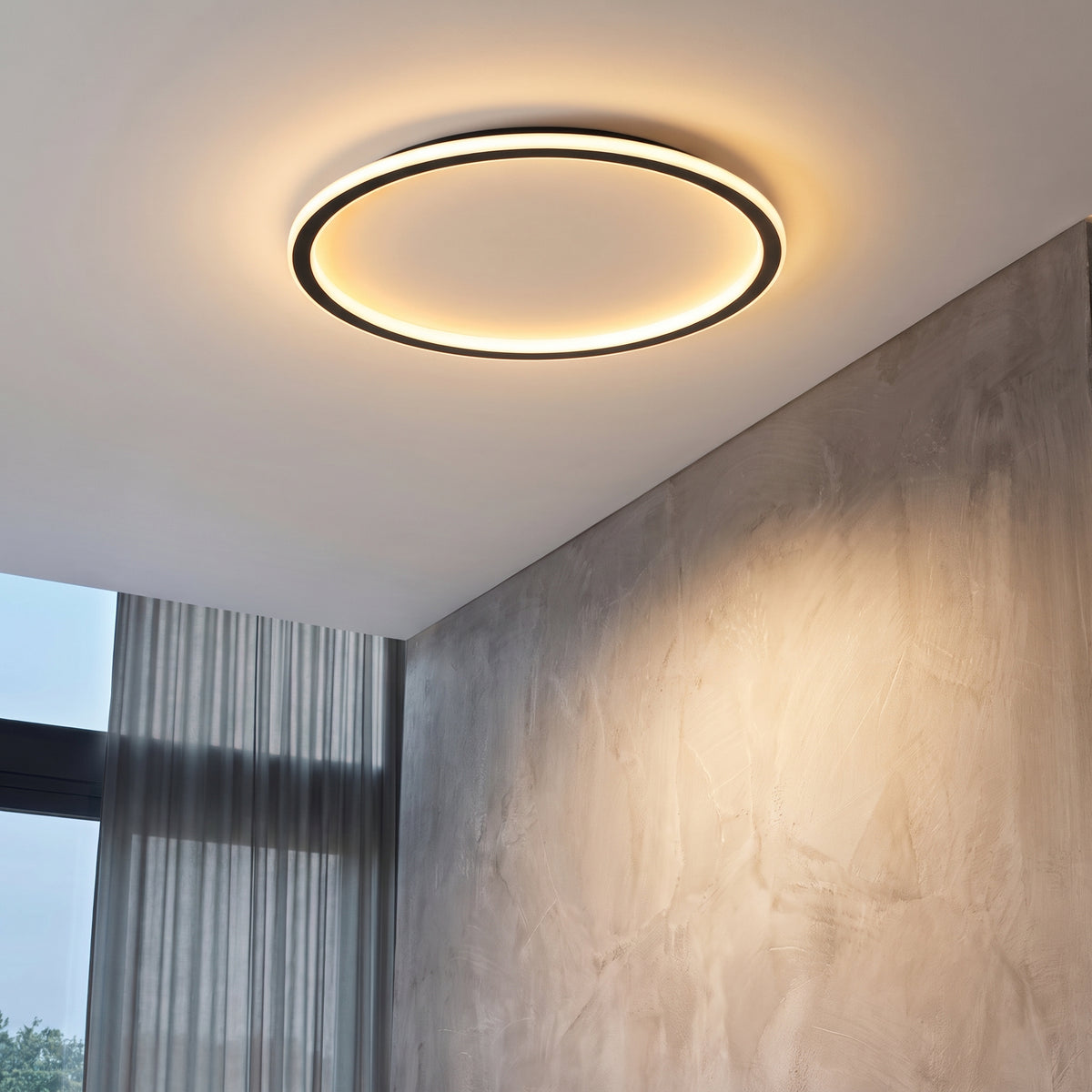 Black Round Ceiling Light With Remote Dimmer