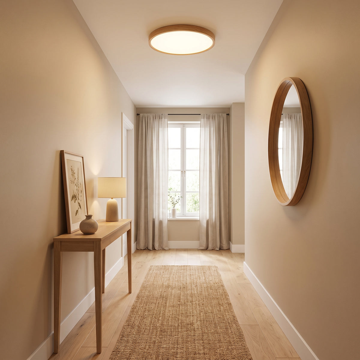 Log Wood Ceiling Light With Remote Dimmer
