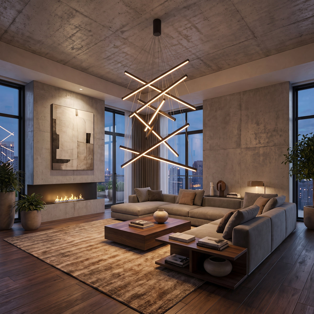 Multi Bar Staircase Chandelier