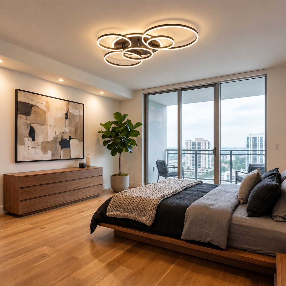 Randale's Black Ceiling Light With Remote Dimmer