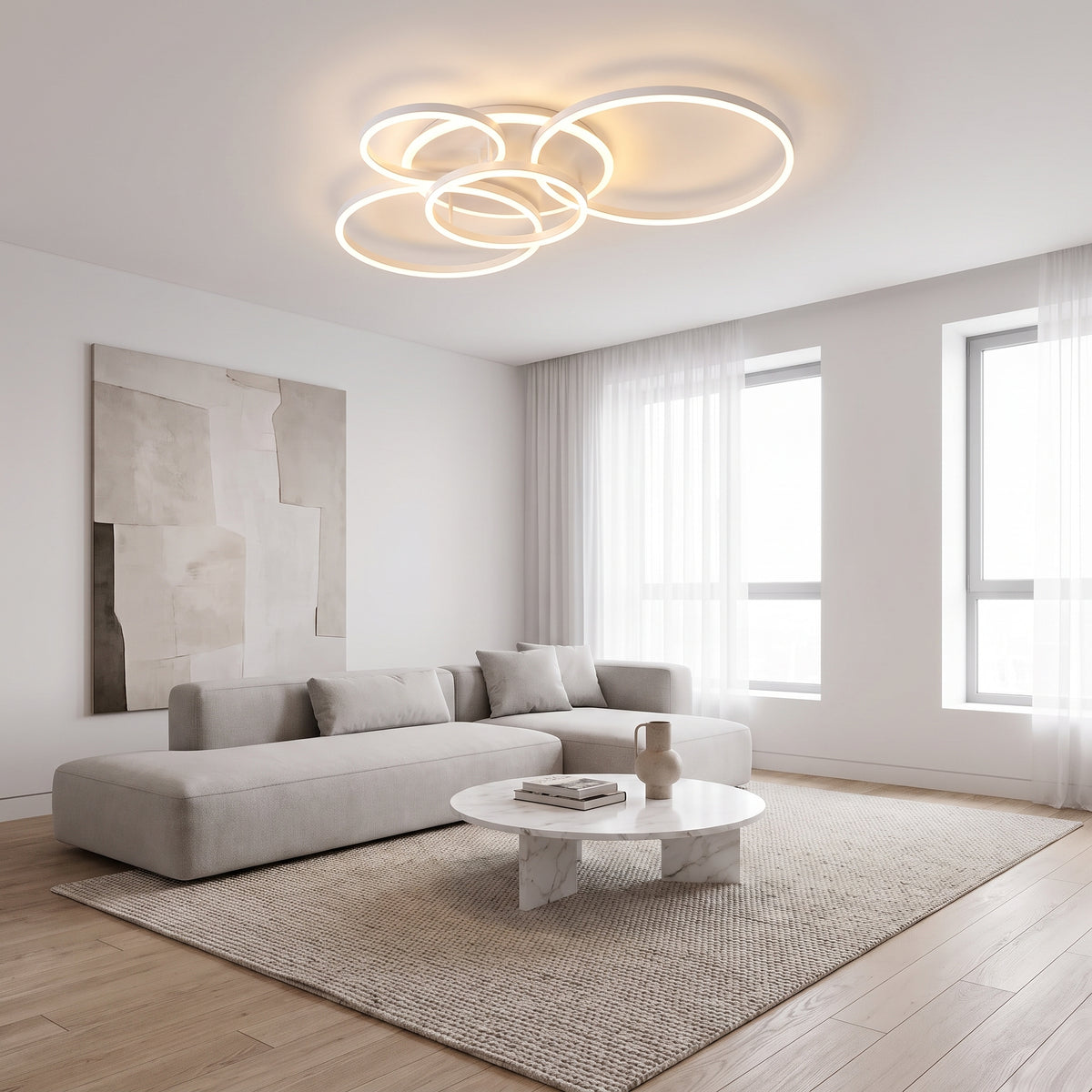 Randale's White Ceiling Light With Remote Dimmer