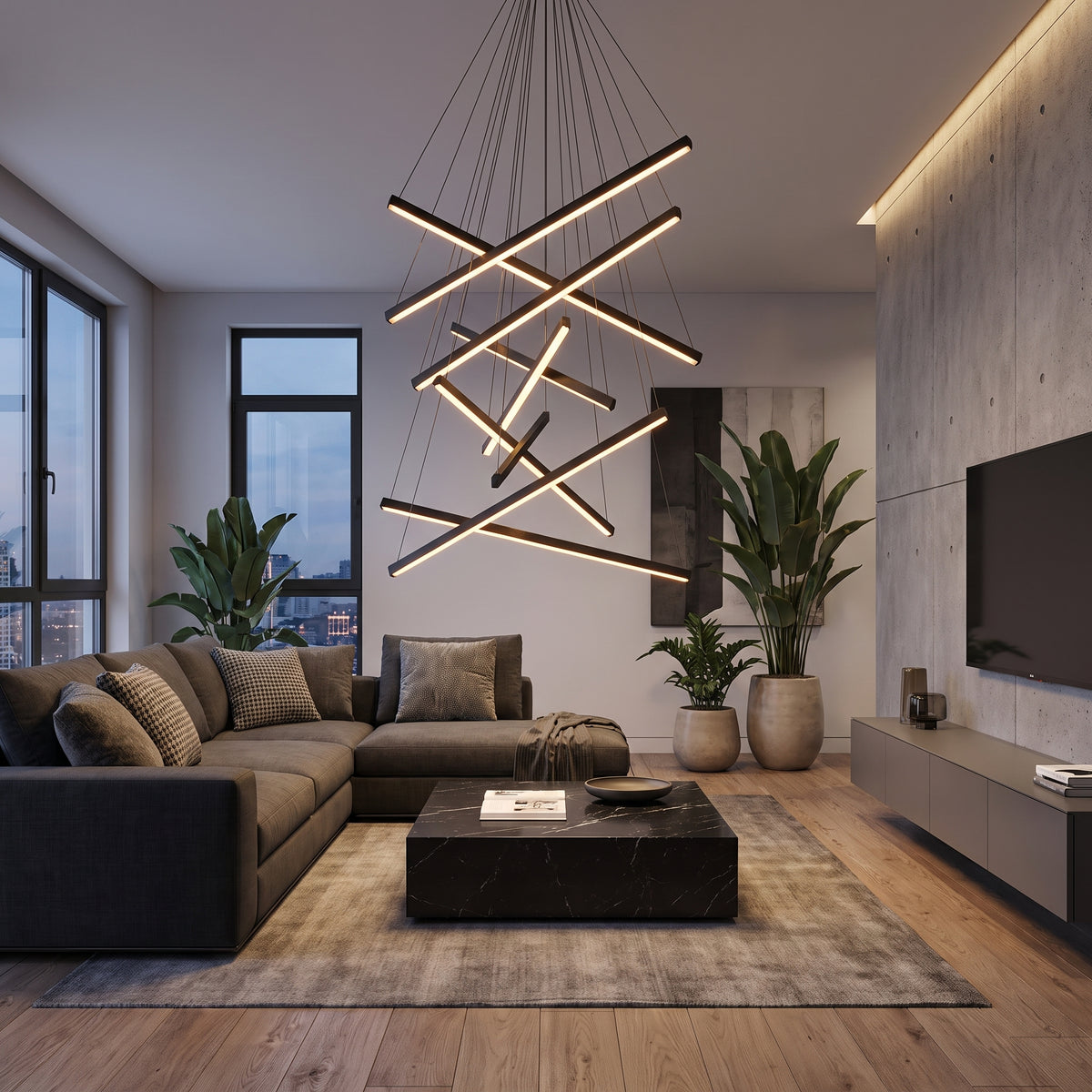 Multi Bar Staircase Chandelier