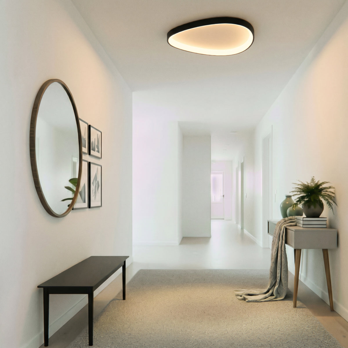 Single Black Armure Ceiling Light With Remote Dimmer