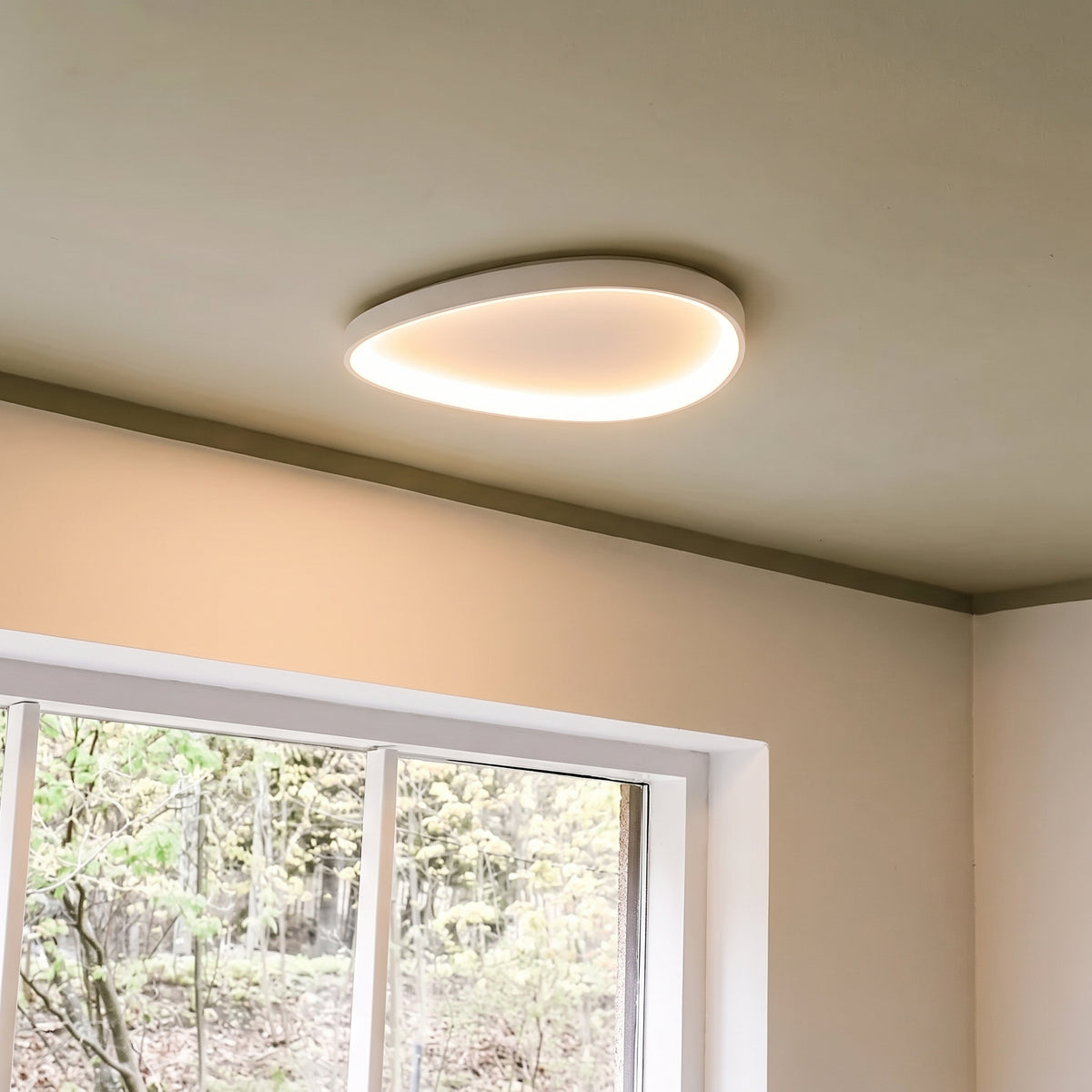Single White Armure Ceiling Light With Remote Dimmer