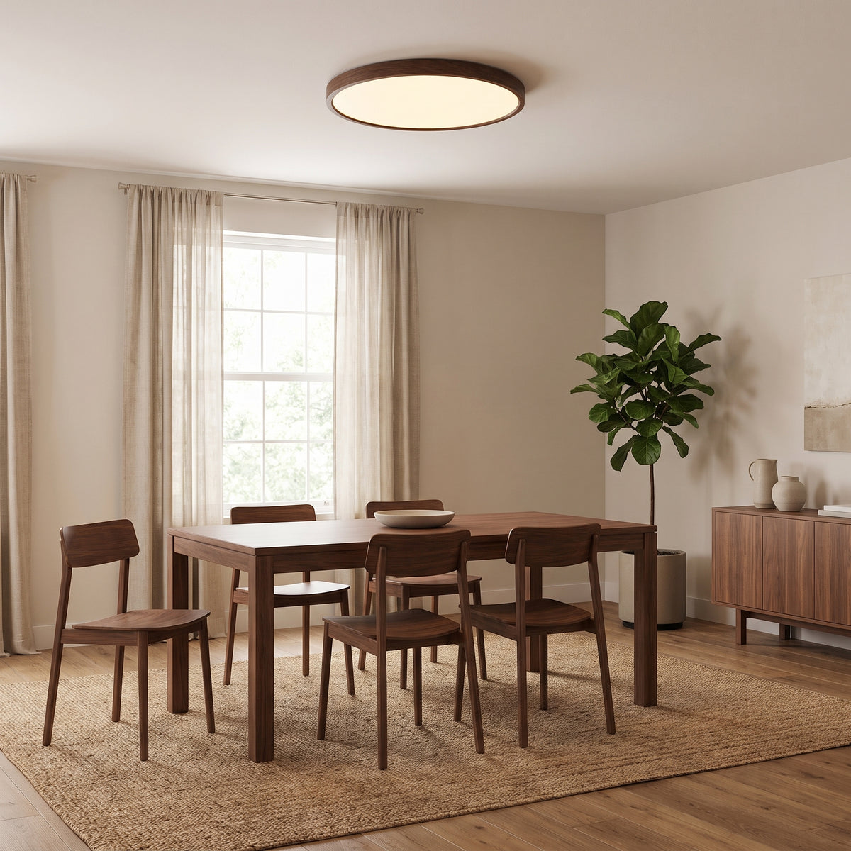 Walnut Ceiling Light With Remote Dimmer