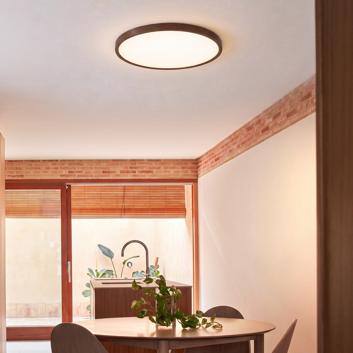 Walnut Ceiling Light With Remote Dimmer