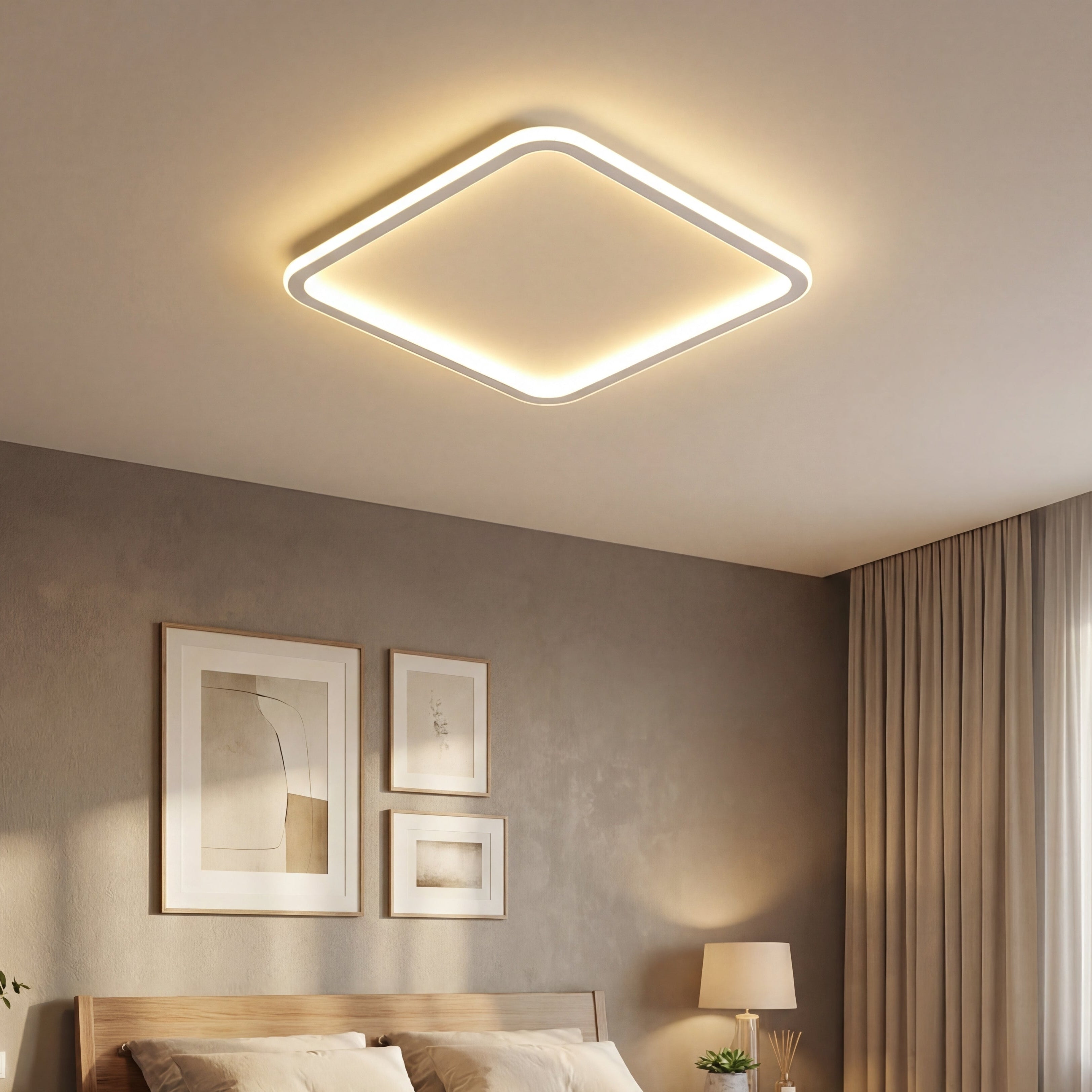 White Square Ceiling Light With Remote Dimmer